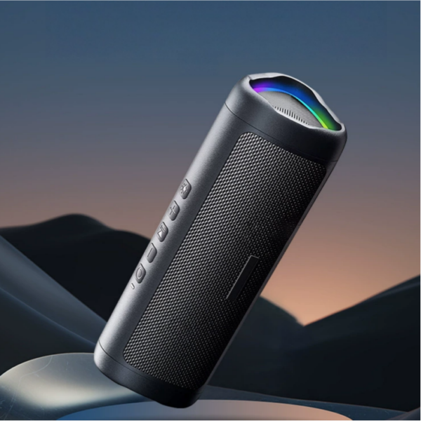 Ambient lighting effect long cylindrical portable Bluetooth speaker